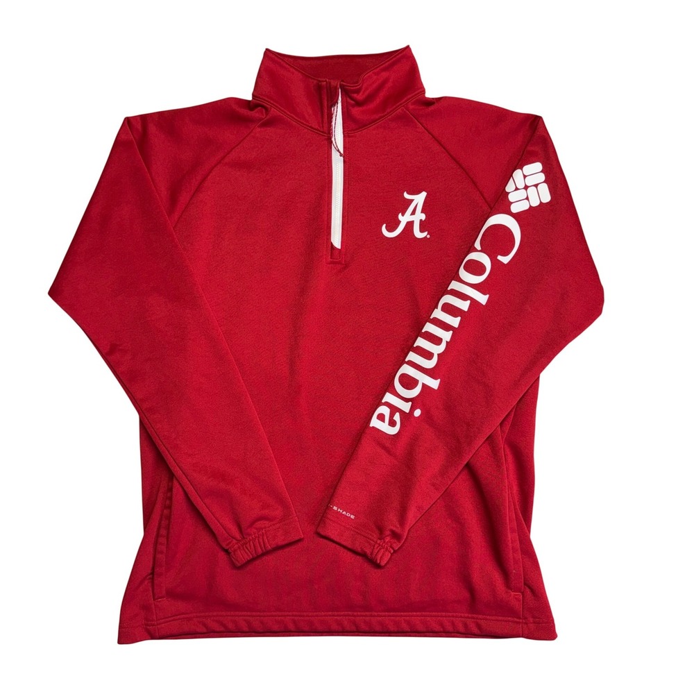 Columbia PFG Alabama Crimson Tide Mens Large Red Quarter Zip Pullover Omni Shade